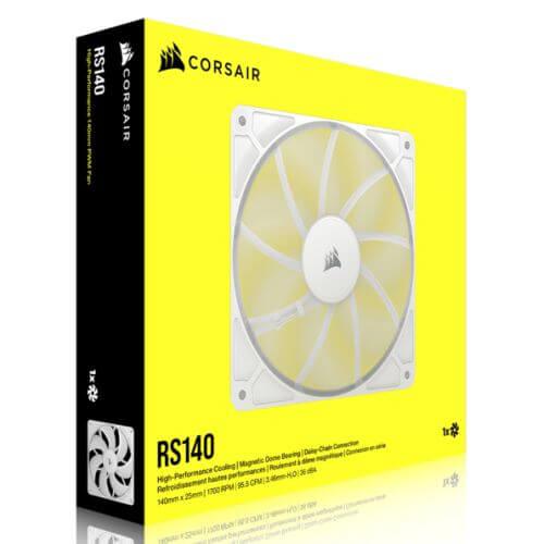 Corsair RS140 PWM 14cm Case Fan, Magnetic Dome Bearing, Daisy-Chain 4-Pin, 1700 RPM, AirGuide Tech, White-5