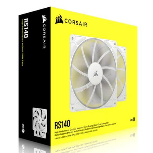 Corsair RS140 PWM 14cm Case Fans (2 Pack), Magnetic Dome Bearing, Daisy-Chain 4-Pin, 1700 RPM, AirGuide Tech, White-5