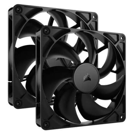 Corsair RS140 PWM 14cm Case Fans (2 Pack), Magnetic Dome Bearing, Daisy-Chain 4-Pin, 1700 RPM, AirGuide Tech, Black-0