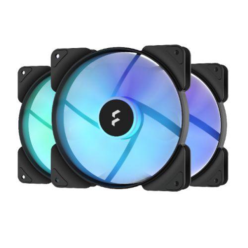 Fractal Design Aspect 14 14cm RGB PWM Case Fans (3 Pack), Rifle Bearing, Supports Chaining, Aerodynamic Stator Struts, 500-1700 RPM, Black Frame-0