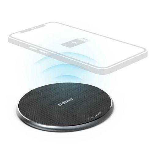 Hama QI-FC10 Wireless Charger, 10W, USB-C, Wireless Smartphone Charging Pad, Black-0