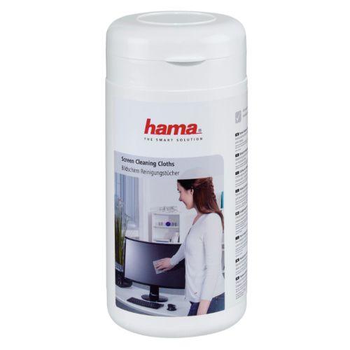 Hama Moist Screen Cleaning Cloths, Fleece, x100 in Dispenser Tub-0