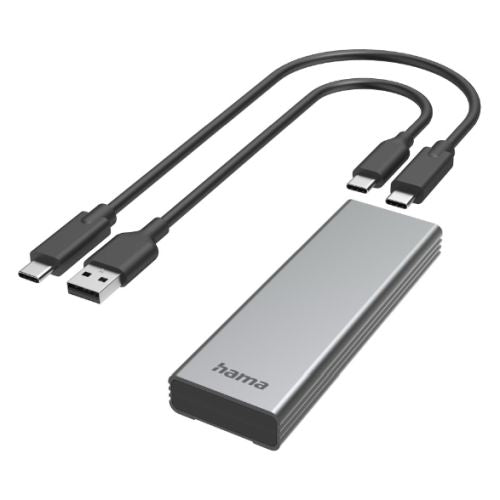 Hama M.2 PCIe/SATA SSD Caddy, USB 10Gbps Type A&C, Compatible with 2280/2260/2242, Aluminium-0