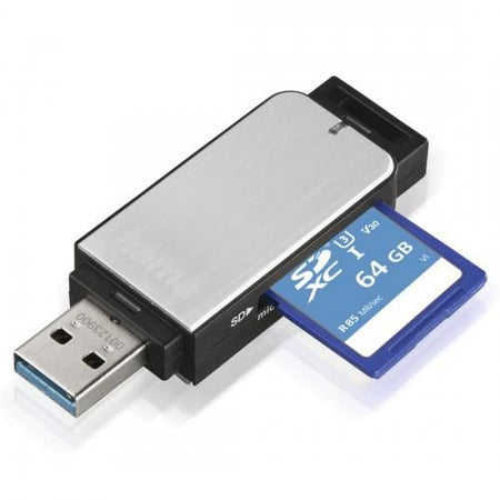 Hama External USB 3.0 Card Reader, SD/microSD, Silver, USB Powered-1