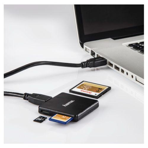 Hama External USB 3.0 Multi-Card Reader, SD/microSD/CF, Black, USB Powered-3