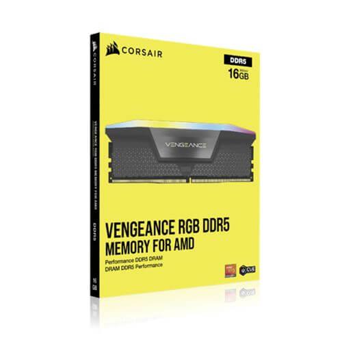 Corsair Vengeance RGB 32GB Kit (2 x 16GB), DDR5, 5200MHz (PC5-41600), CL40, 1.25V, PMIC, AMD Optimised, DIMM Memory-1