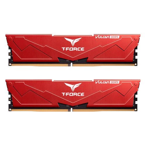 Team T-Force Vulcan 32GB Kit (2 x 16GB), DDR5, 5600MHz (PC5-44800), CL38, ECC, XMP 3.0, PMIC, DIMM Memory, Red-0