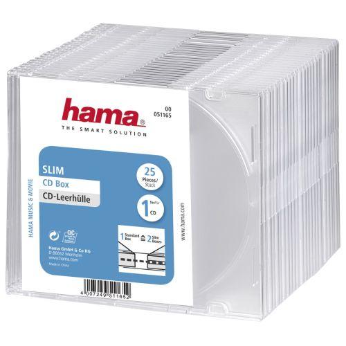 Hama CD/DVD/Blu-Ray Slim Jewel Cases x25, Transparent-0