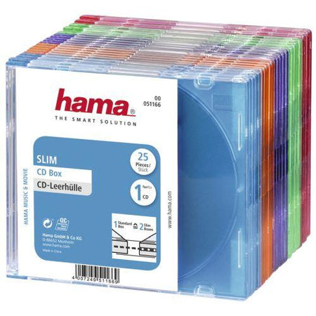 Hama CD/DVD/Blu-Ray Slim Jewel Cases x25, Coloured-0