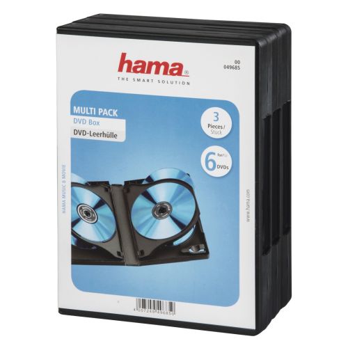 Hama 3x 6 DVD/Blu-Ray Jewel Cases, 6 Discs per case, Black-0