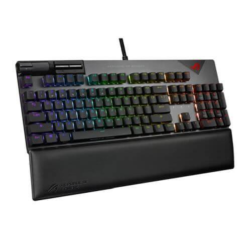 Asus ROG STRIX FLARE II RGB Mechanical Gaming Keyboard w/ PBT Keycaps, USB, ROG NX Red Switches, Detachable Wrist Rest-0