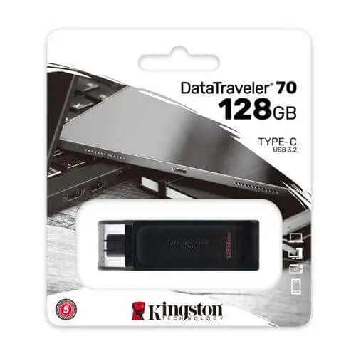 Kingston 128GB USB 3.2 Gen1 Type-C Memory Pen, DataTraveler 70, Cap - £ 5.82 X-Case