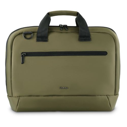 Hama Ultra Lightweight Laptop Bag, Up to 14.1", Padded Compartment, Front Pocket, Trolley Strap, Water-Repellent, Eco-Friendly, Olive Green-0