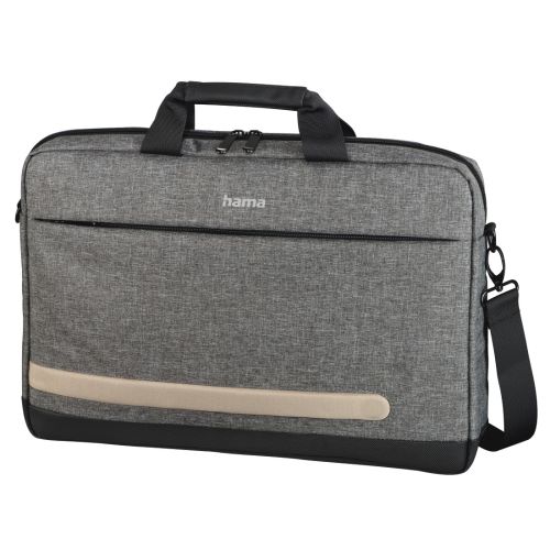 Hama Terra Laptop Bag, Up to 15.6", Padded Compartment, Spacious Front Pocket, Tablet Pocket, Trolley Strap, Grey-0