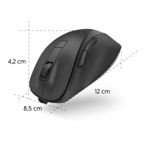 Hama MW-500 Rechargeable Optical Wireless Mouse, 1600 DPI, Ergonomic, Thumb Rest, Up to 75 Days Battery, Black-4