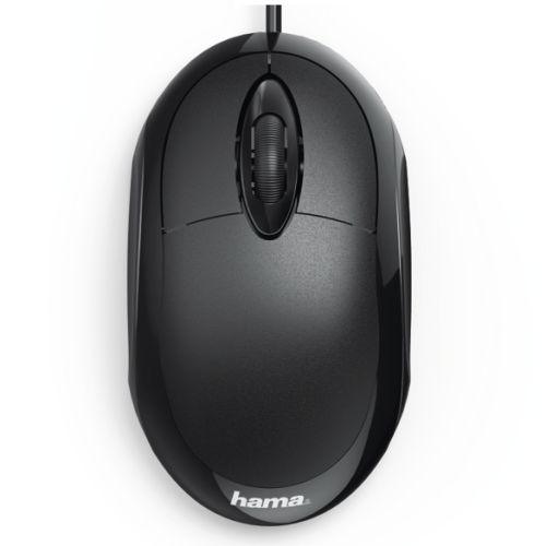 Hama MC-100 Compact Wired Optical Mouse, USB, 3 Buttons, Black-0