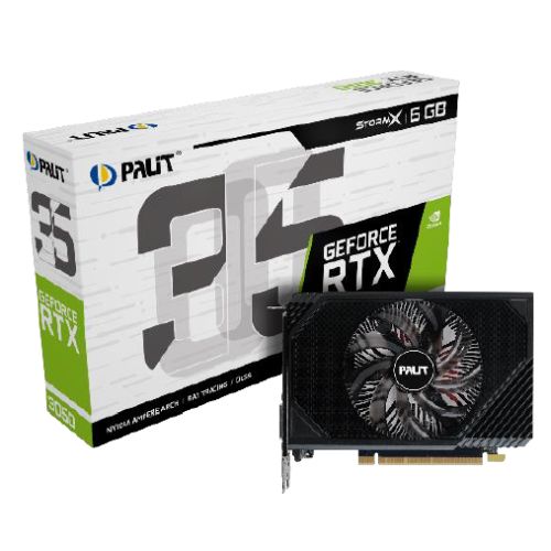 Palit RTX3050 StormX, 6GB DDR6, DVI, HDMI, DP, 1470MHz Clock, Compact Design-0