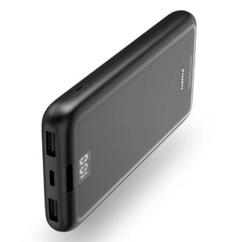 Hama Performance 10 10000mAh Fast Charge Powerbank, 2x USB-A & USB-C, LED Capacity Indicator, Grey-0