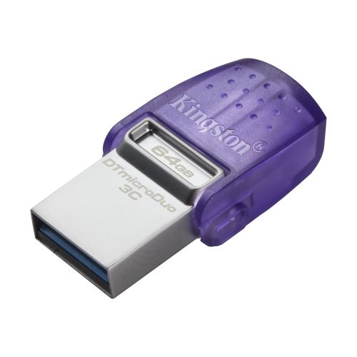 Kingston 64GB DataTraveler microDuo 3C USB-A & USB-C 3.2 Gen1 Memory Pen, Rotating Cap, 200MB/s-1