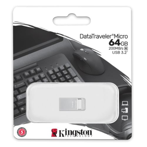 Kingston 64GB DataTraveler Micro Ultra-Small USB 3.2 Gen1 Memory Pen, Capless, Metal Casing, 200MB/s-2