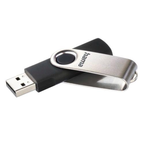 Hama Rotate 128GB USB 2.0 Memory Pen, Rotating Cap, Keyring, Black/Silver-0