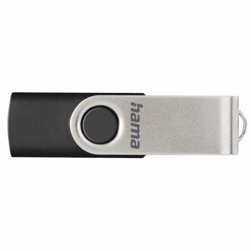 Hama Rotate 128GB USB 2.0 Memory Pen, Rotating Cap, Keyring, Black/Silver-2