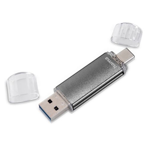 Hama Laeta Twin 16GB USB 2.0/Micro USB Memory Pen, OTG, Aluminium Casing, Grey-0