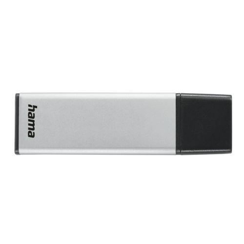 Hama Classic 16GB USB 3.0 Memory Pen, Aluminium, Cap, Keyring, 70MB/s, Black/Silver-1