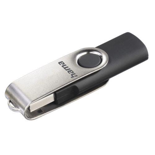 Hama Rotate 64GB USB 2.0 Memory Pen, Rotating Cap, Keyring, Black/Silver-1