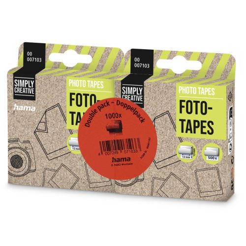 Hama Photo Tape Dispenser, Double Pack (2x 500 Tapes), Self-Adhesive-0