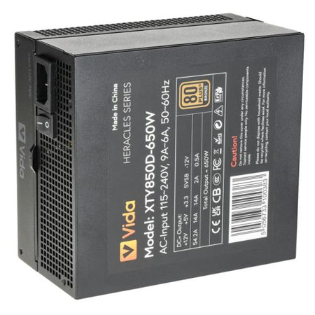 Vida 650W Heracles Black ATX Gaming PSU, 80+ Bronze, 14cm Ultra-Quiet FDM Fan, Flat Black Cables, Power Lead Not Included-4