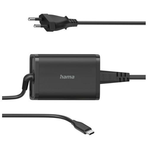 Hama Universal 65W EU Travel USB-C Notebook PSU, 5-20V, Power Delivery, Auto Select, Hook & Cable Tie, *Euro Plug*-0