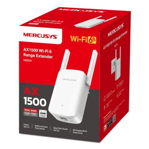 Mercusys (ME60X) AX1500 Dual Band Wall-Plug Wi-Fi 6 Range Extender, 1x GB LAN, AP Mode-2