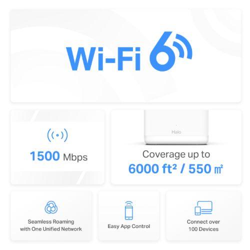 Mercusys (Halo H1500X 3-Pack) AX1500 Dual Band Whole Home Mesh Wi-Fi 6 System, OFDMA & MU-MIMO-3