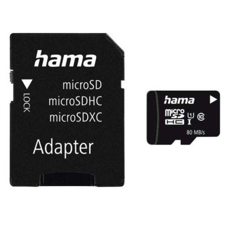 Hama 16GB MicroSDHC Card with SD Adapter, Class 10 UHS-I, Up to 80MB/s-0