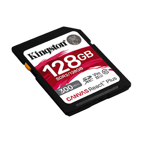 Kingston 128GB Canvas React Plus SD Card, UHS-II Class 10, U3, For 8K/3D/VR Videos/Photos, R/W 300/260MB/s-1