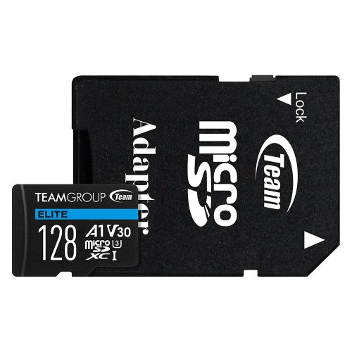 Team 128GB Elite A1 Micro SDXC Card with SD Adapter, UHS-I Class 3, U3, A1 App Performance, 100MB/s-0