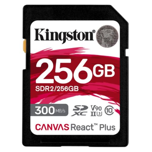 Kingston 256GB Canvas React Plus SD Card, UHS-II Class 10, U3, For 8K/3D/VR Videos/Photos, R/W 300/260MB/s-0