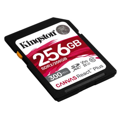 Kingston 256GB Canvas React Plus SD Card, UHS-II Class 10, U3, For 8K/3D/VR Videos/Photos, R/W 300/260MB/s-1