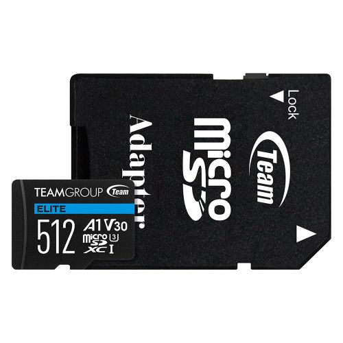 Team 512GB Elite A1 Micro SDXC Card with SD Adapter, UHS-I Class 3, U3, A1 App Performance, 100MB/s-0