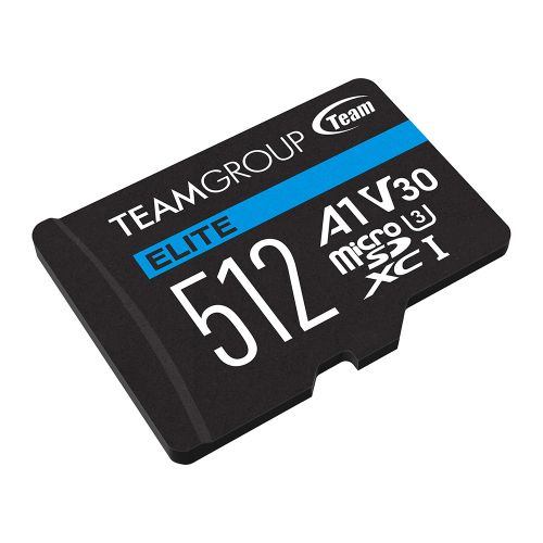 Team 512GB Elite A1 Micro SDXC Card with SD Adapter, UHS-I Class 3, U3, A1 App Performance, 100MB/s-1