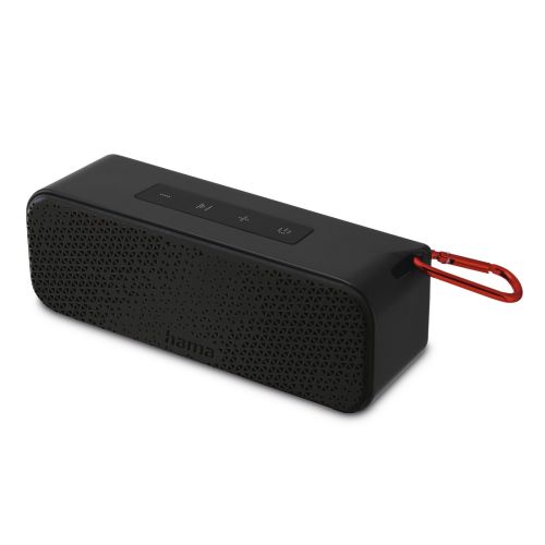 Hama PowerBrick 2.0 Bluetooth/3.5mm Jack 8W Portable Loudspeaker, 2500mAh Battery, IPX4 Splashproof, Carabiner, Black-0