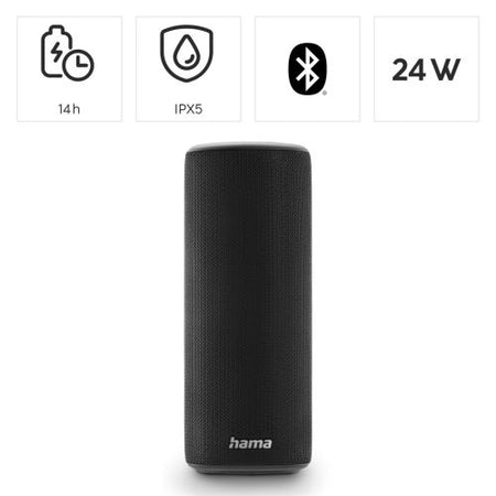 Hama Pipe 3.0 Bluetooth/3.5mm Jack 24W Portable Loudspeaker, Microphone, 2000mAh Battery, IPX5 Waterproof, LED Lighting, Equaliser, Black-4