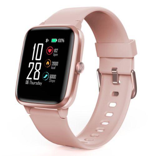 Hama Fit Watch 5910 Fitness Tracker Smart Watch, 1.3" LCD Touch Screen, Waterproof, Built-In GPS	, Pink/Rose Gold-0