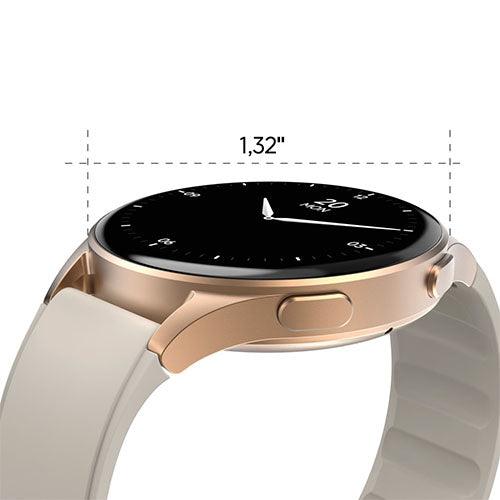 Hama 8900 Fitness Tracker Smart Watch, 1.28" AMOLED Touch Screen, Waterproof, Built-In GPS, Hands-Free Calling, Beige/Gold-1