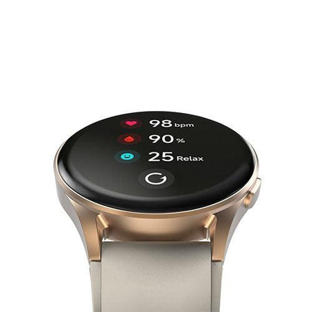 Hama 8900 Fitness Tracker Smart Watch, 1.28" AMOLED Touch Screen, Waterproof, Built-In GPS, Hands-Free Calling, Beige/Gold-5