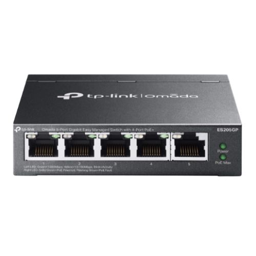 TP-LINK (ES205GP) Omada 5-Port Gigabit Easy Managed Switch with 4-Port PoE+, 5x GB Ports, Metal Casing-0