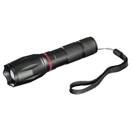 Hama Solid Pro 200 Lumen LED Torch w/ Lateral COB LED, 100m Range, Adjustable Beam Focus, Shockproof, Aluminium, Black-0