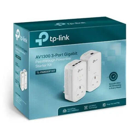 TP-LINK (TL-PA8033P KIT) AV1300 GB Powerline Adapter Kit, 3-Port, AC £ 61.12 X-Case