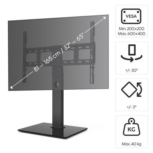 Hama TV Stand, Up to 65" TVs, 40kg Max, Swivel, Height-Adjustable, Cable Manager, VESA up to 600 x 400-4